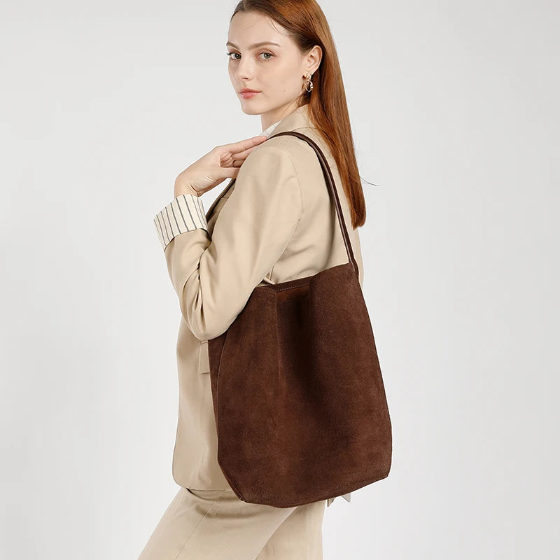 Frosted Suede Bucket Handbag