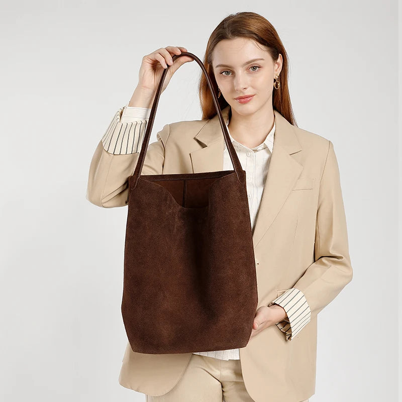 Frosted Suede Bucket Handbag